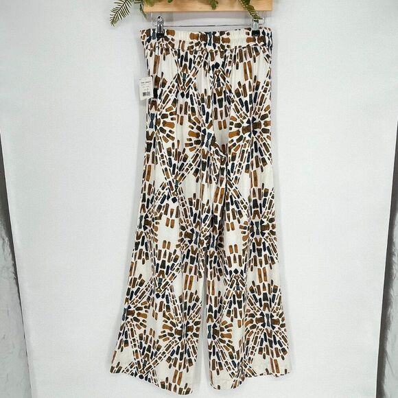 Free People Over And Under Wide Leg Pants XS Linen Blend Geometric Boho NWTf - Picture 5 of 14